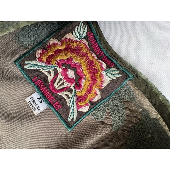Johnny Was Yasmine Velvet Embroidered Sleeveless Silk Monochrome Green Size XS - Picture 11 of 11